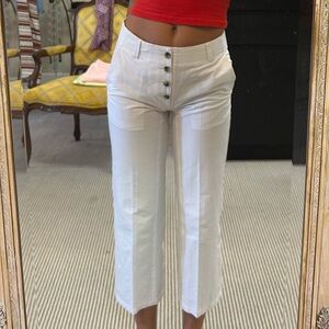 Brochu Walker White Button-Fly Flare Jeans